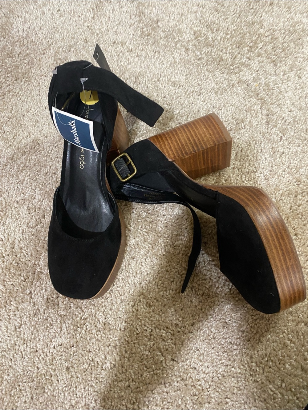 Black Suede Platform Mary Jane Heels - 90s Inspired